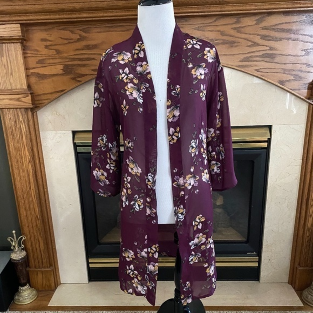 Wallflower Women's Open Front Floral Boho Kimono Sz. XS NWOT